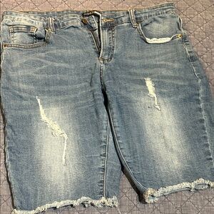 Fashion Nova Light Blue Distressed Denim Shorts